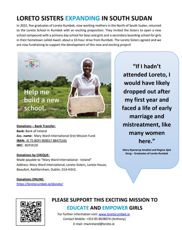 Loreto Mission Week - proceeds helping to make a difference in South Sudan