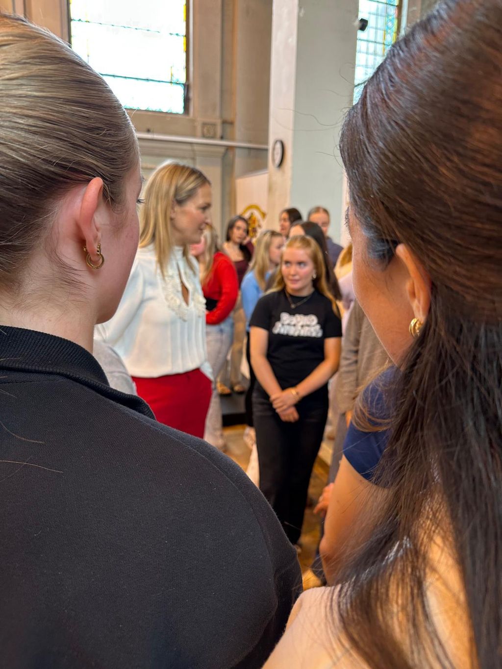 Minister for Education and Youth Helen McEntee speaks with LC students on results day…- Pics